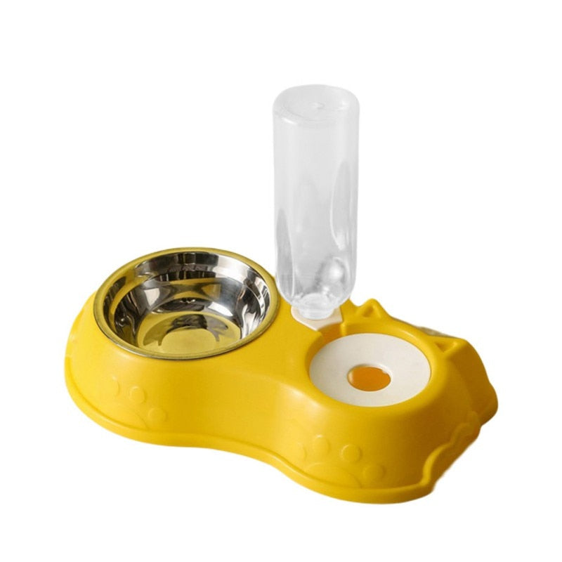 500ML Dog Bowl Cat Feeder Bowl With Dog Water Bottle Automatic Drinking Pet Bowl Cat Food Bowl Pet Stainless Steel Double 3 Bowl-0