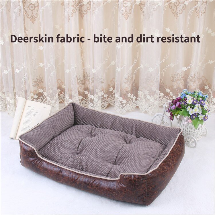 Cat Dog Bed Winter Warm Pet Sofa Waterproof Leather Kennel House Removable Mat For Small Medium Large Dogs Pets Sleeping Beds-3